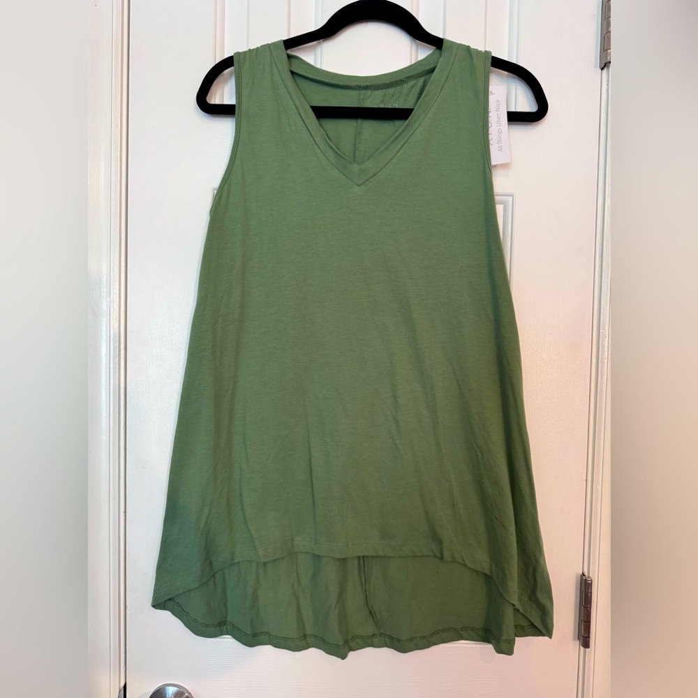 A.T.U.N. Girls Green Hi-Lo Sleeveless Tee Shirt Dress, 100% Cotton, Size Girls L